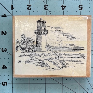 Lighthouse Wood Mounted Rubber Stamp Vintage