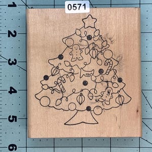 Christmas Tree Vintage Wood Mounted Rubber Stamp