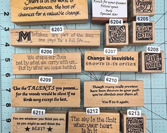 Verbiage Card Sentiments Wood Mounted Rubber Stamps Vintage