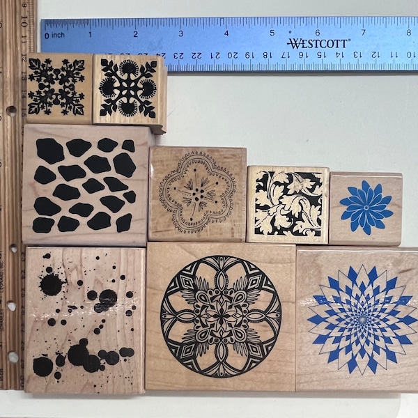 Designs / symmetrical / paint splat- Wood Mounted Rubber Stamps