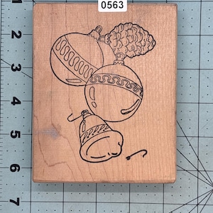 Christmas Ornaments Vintage Wood Mounted Rubber Stamp
