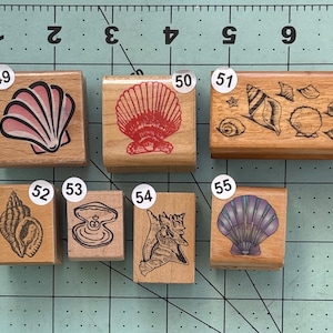 Shells Wood Mounted Rubber Stamps vintage