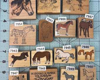 Horse Wood Mounted Rubber Stamps Vintage