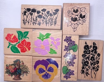 FLOWERS  - Wood Mounted Rubber Stamps