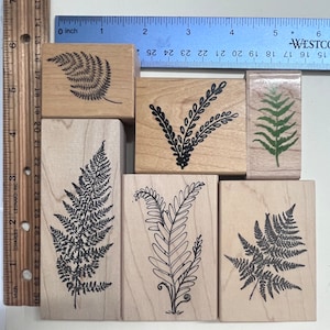 Leaves / Fern  Folliage-  Wood Mounted Rubber Stamps - Vintage