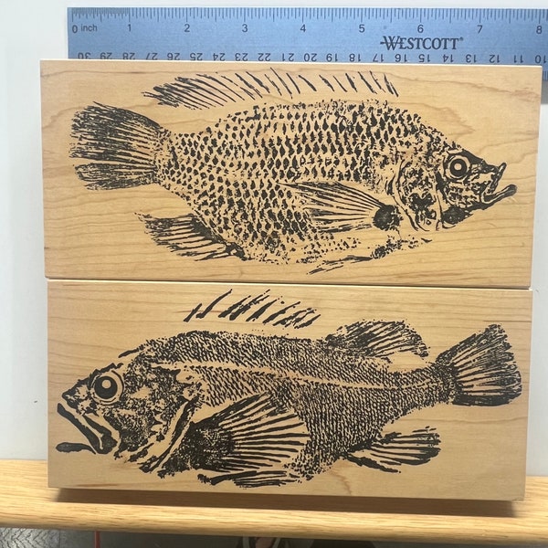 Fish Rubber Stamp Etsy