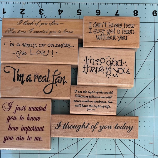 Verbiage - Card Sentiments - Wood Mounted Rubber Stamps Vintage