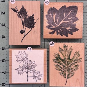 Leaves Leaf Wood Mounted Rubber Stamps Vintage