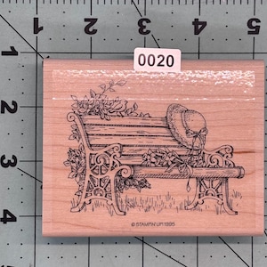 Garden Bench Wood Mounted Rubber Stamp Vintage
