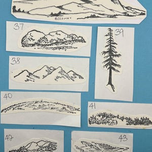 Unmounted Landscape Rubber Stamps Rare Vintage hook and loop backed