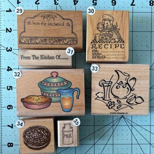 Kitchen Recipe Food Wood Mounted Rubber Stamps Vintage