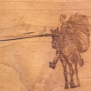 People Knight on horseback Wood Mounted Rubber Stamp Large Vintage