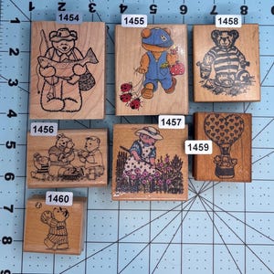 Bears Teddy Bears Wood Mounted Rubber Stamps bild 1