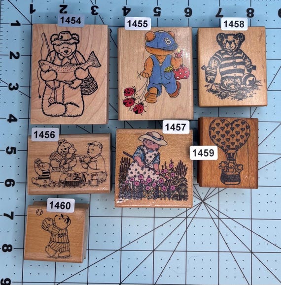 Bears Teddy Bears Wood Mounted Rubber Stamps
