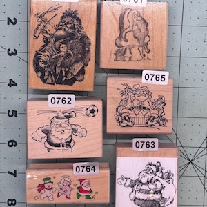 Christmas Santa Vintage Wood Mounted Rubber Stamps
