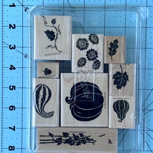 Fall Thanksgiving Autumn 1994 Stampin Up Fast N FunEood Mounted Rubber Stamp Set Vintage