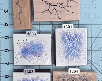 Clouds Stars Lightening Wood Mounted Rubber Stamps