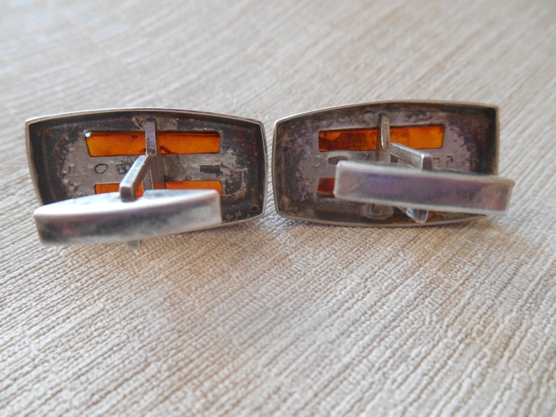 Silver Cufflinks Natural Vintage Baltic Amber USSR 875