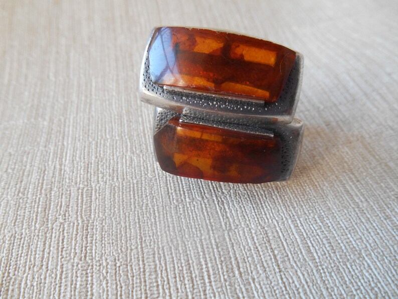 Silver Cufflinks Natural Vintage Baltic Amber USSR 875