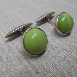 USSR Vintage cuff links sterling silver 875 Soviet stones cufflinks image 2