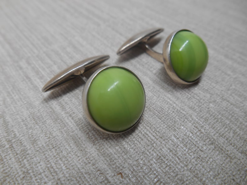 USSR Vintage cuff links sterling silver 875 Soviet stones cufflinks image 2