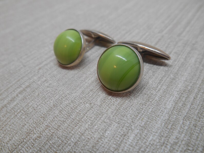 USSR Vintage cuff links sterling silver 875 Soviet stones cufflinks image 3
