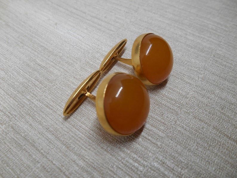 Made in USSR Soviet Vintage Baltic amber Cufflinks in gilding