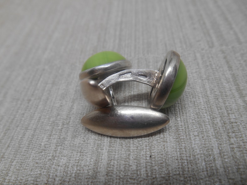 USSR Vintage cuff links sterling silver 875 Soviet stones cufflinks image 5