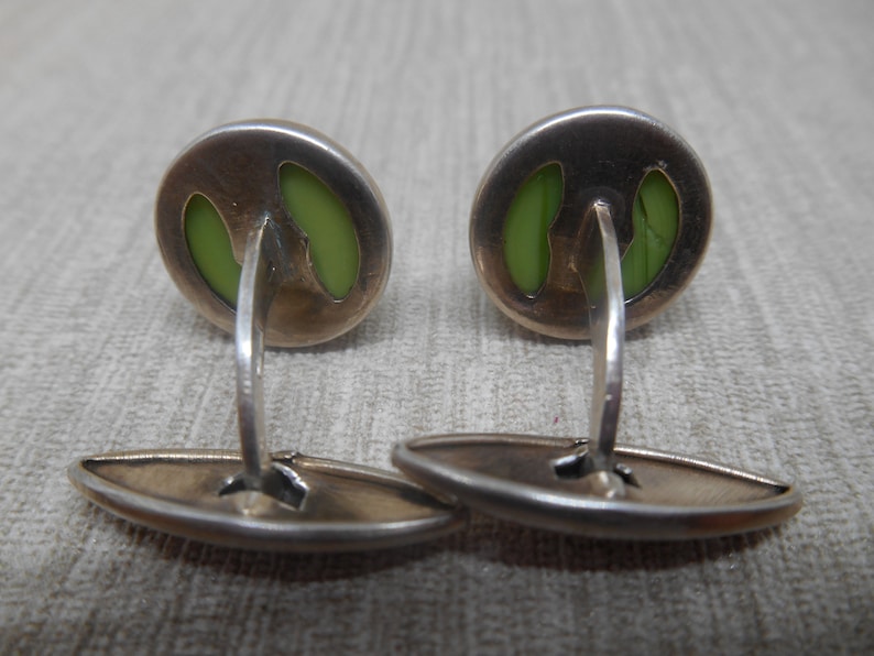 USSR Vintage cuff links sterling silver 875 Soviet stones cufflinks image 8