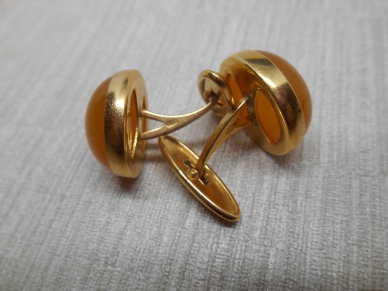 Made in USSR Soviet Vintage Baltic amber Cufflinks in gilding