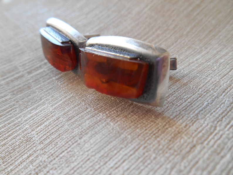 Silver Cufflinks Natural Vintage Baltic Amber USSR 875