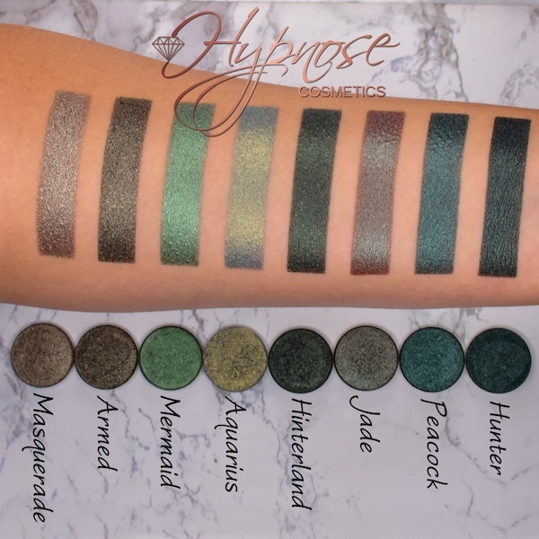 Green Eyeshadow Shades Loose Pressed Duochrome Foiled Pan Vegan, Talc, Paraben, & Cruelty Free, Organic, Natural Ingredients, Mineral