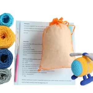 Helicopter Crochet Set Pattern Crafting kit Starter pack DIY