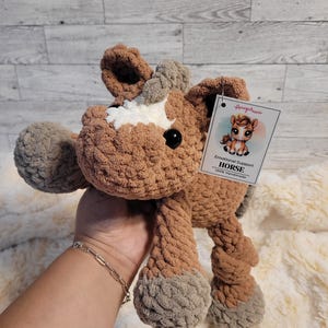 Crochet Horse Plushie, Emotional Support Crochet Horse, Handmade Stuffed Crochet Knotted Horse, Amigurumi Horse Gift, Farm Animal Toy Gift