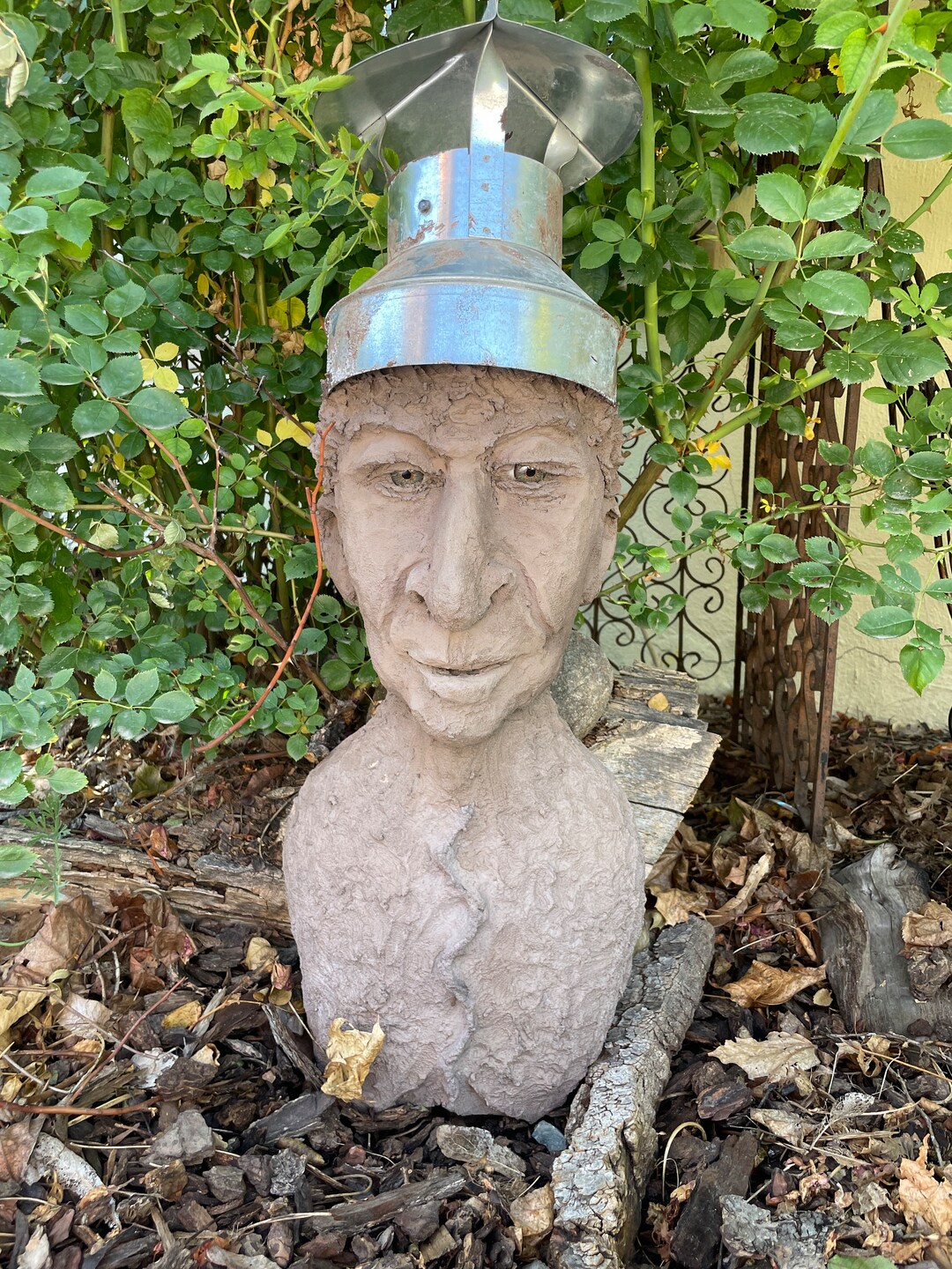 Garden Sculpture Concrete Face Outdoor Wall Art Outdoor Sculpture Wall