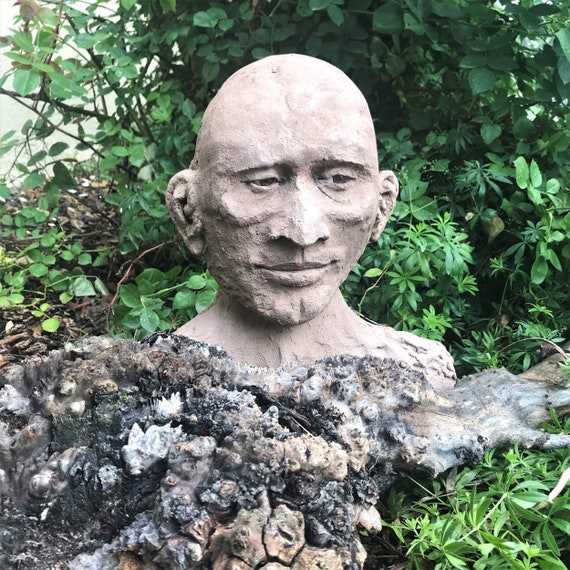 Garden Sculpture Concrete Face Outdoor Wall Art Outdoor Etsy