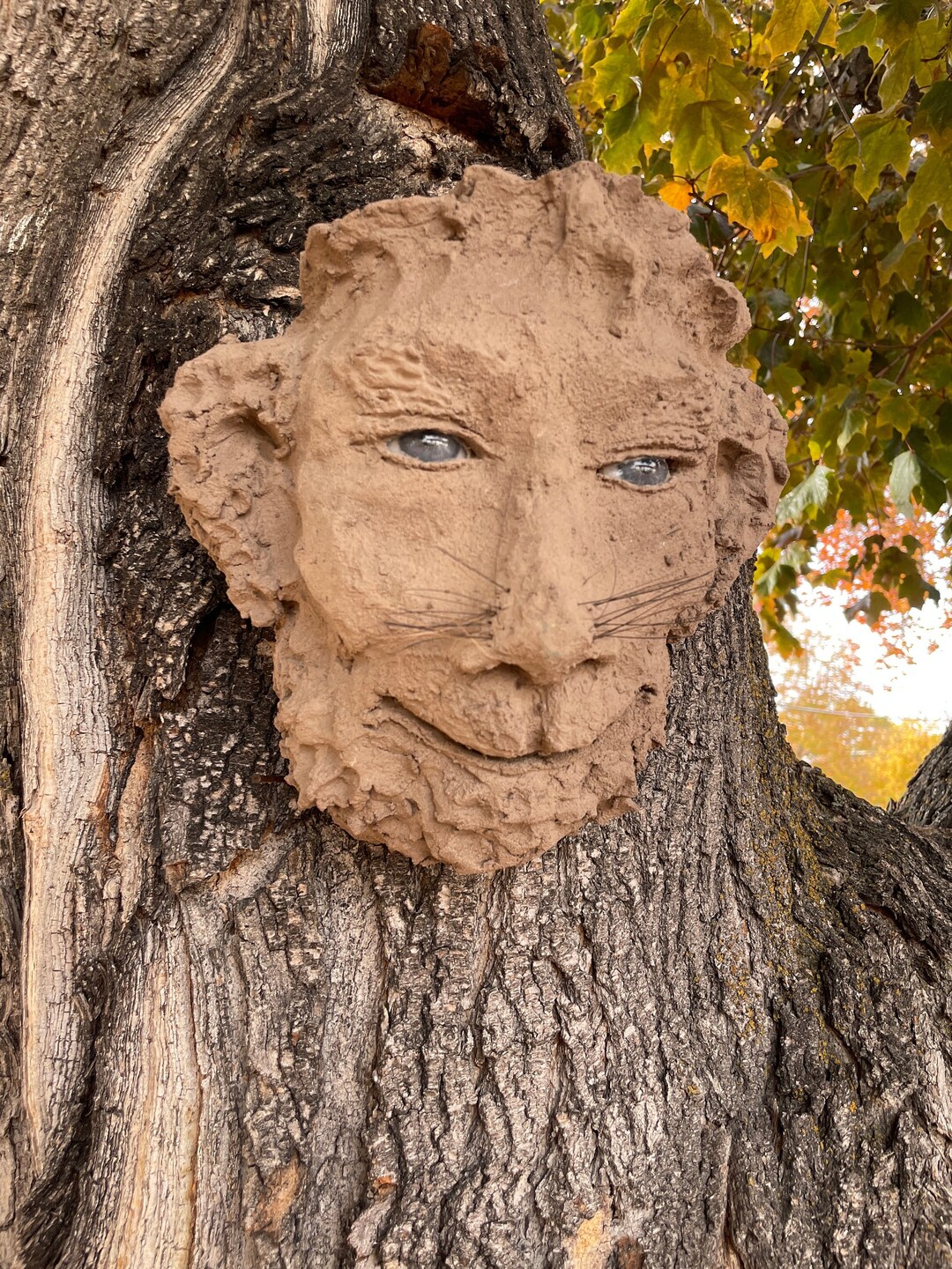 Original Concrete Sculpture Hand Sculpted Garden Face Rock Garden