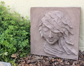 Escultura de azulejos / Decoración de jardín / Azulejo de concreto / Escultura de jardín / Escultura de concreto / Decoración al aire libre / Cara de concreto / Escultura de arte de jardín
