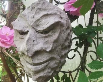 5:00 Shadow | Garden Sculpture | Concrete Sculpture | Garden Face | Concrete Face | Garden Decor | Outdoor Art | gargoyle | Garden Art