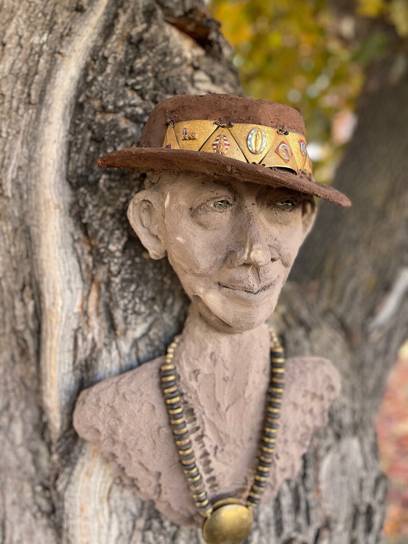 Garden Sculpture Cement Face Face Sculpture Outdoor Wall Art Dapper Man