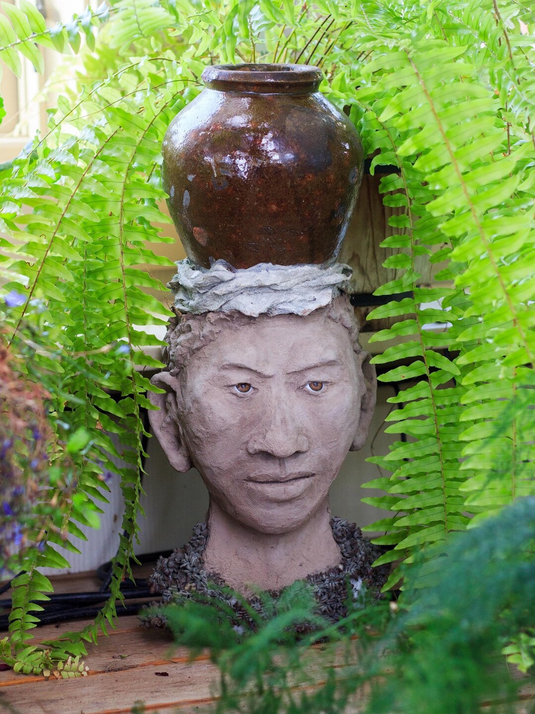 Garden Sculpture Outdoor Wall Art Wall Sculpture Concrete Face Outdoor