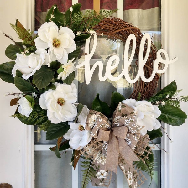 Personalized Wreath for Front Door, Monogram Wreath, Spring Rustic Wreath, Everyday Primitive Wreath, Welcome Wreath, Hello Wreath