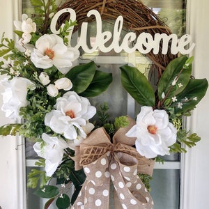 Everyday Wreath for Front Door, Magnolia Wreath, Fall Wreath, Spring Rustic Wreath, Summer Home Decor, Welcome Grapevine Wreath, Porch Decor