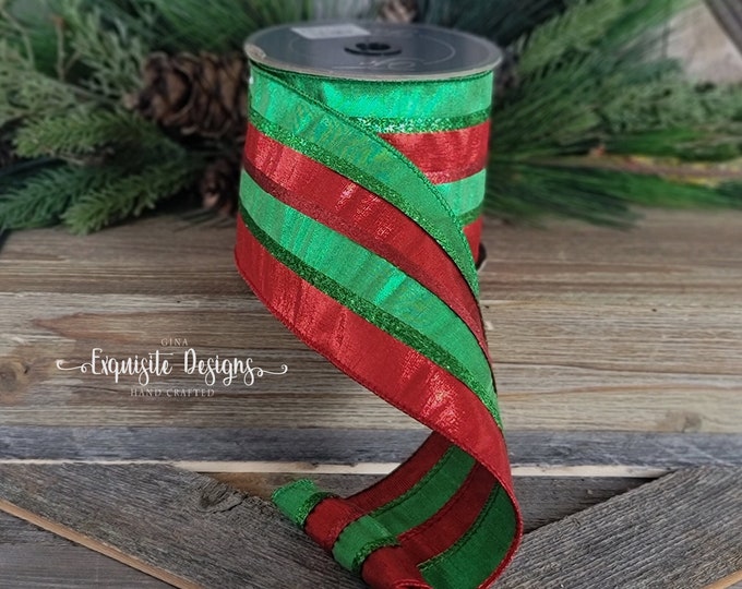 4 Inch Ribbon 10 Yards, 4 Inch Ribbon, Christmas Ribbon, Wired Ribbon, Designer's ...