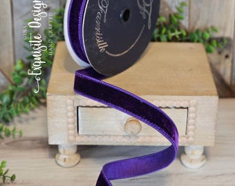 10 yards, 1 Inch Wired Ribbon, Velvet Ribbon, Purple Ribbon, Wreath Supplies, Wreath Embellishment, Farrisilk