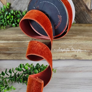 10 yards, 2.5 Inch Wired Ribbon, Velvet Ribbon, Cinnamon Ribbon, Designer&#39;s Ribbon, Wreath Supplies, Wreath Embellishments, Farrisilk Ribbon