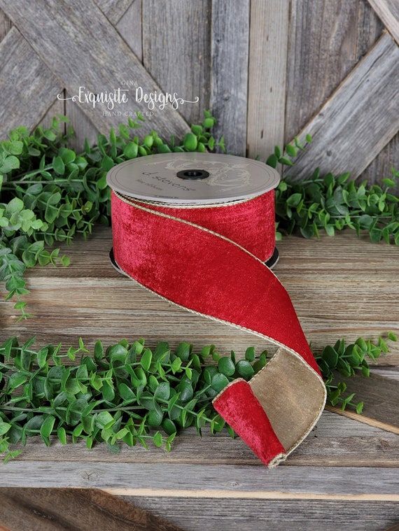 Red Velvet WIRED Designer Ribbon, 2.5 Inch by 10 yards