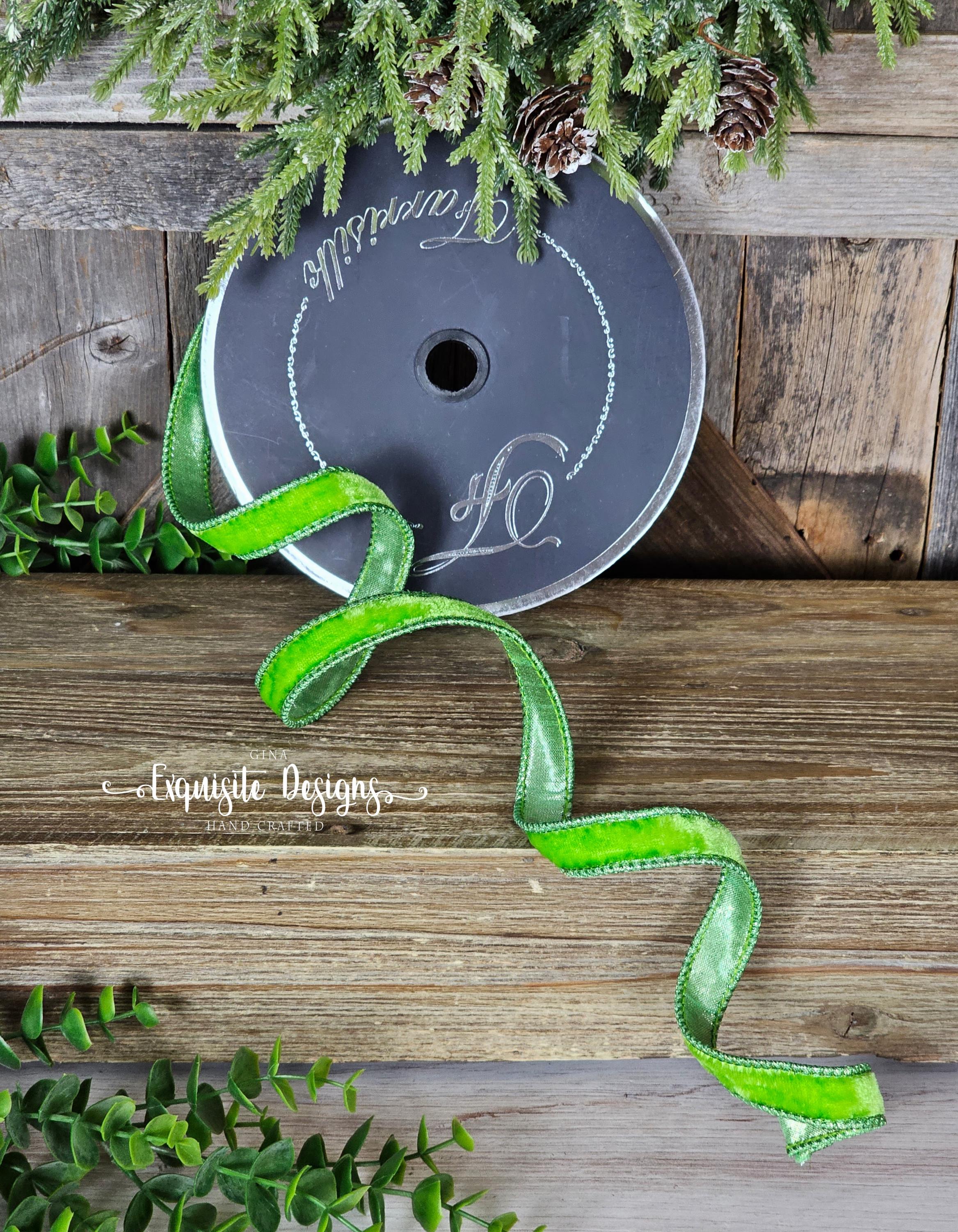 10 Yards, .75 Inch Wired Ribbon, Bright Lime Ribbon, Wreath Supplies ...