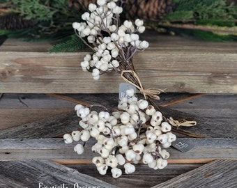 Berry Bundle, Berry Spray, **SET OF 2** White Berry Bush, Wreath Embellishment, Wreath Supplies, Floral Stem, Floral, Floral Supply