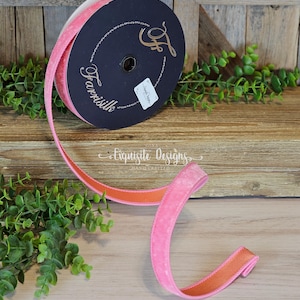 10 Meter, 2,5 cm Drahtband, Samtband, doppelseitiges Band, Kaugummi und Pfirsich, Kranzzubehör, Farrisidenband